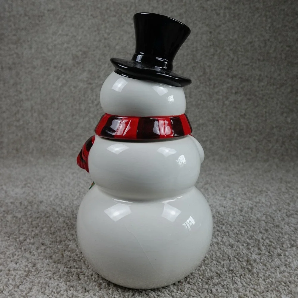 Potter's Studio Ceramic Snowman Cookie Jar Christmas Holiday Decor 11 inch